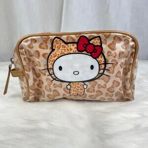 Hello Kitty X Forever 21 Bow Shaped Leopard Print Zipper Cosmetic Bag Pouch 2011